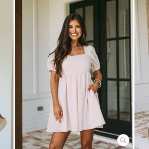 Evie Pocketed Babydoll Dress- Taupe